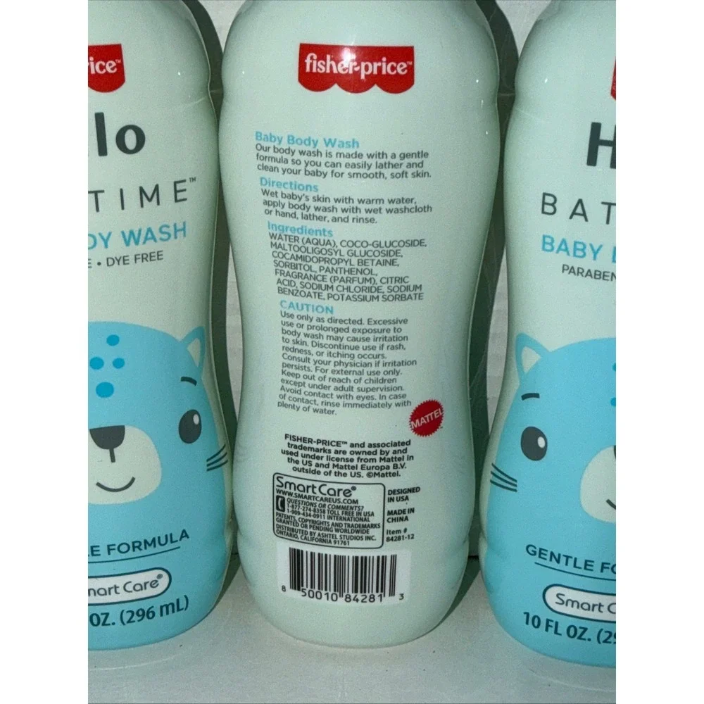 Fisher-Price Hello Bathtime Baby Body Wash Paraben Dye‎ Free 10oz 3 Pack